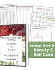 beauty and self care savings challenges work book mock up