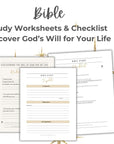 bible worksheets and checklist mockup