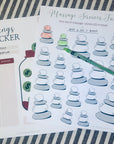mockup of an example of a working printable savings tracker to save for  massage services