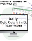 habit tracker spreadsheet for hair care and faith