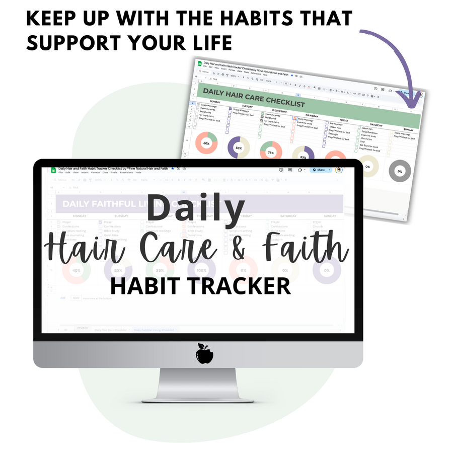 habit tracker spreadsheet for hair care and faith