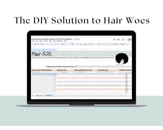 hair care symptom and solution finder mockup with the words The DIY Solution to Hair Woes