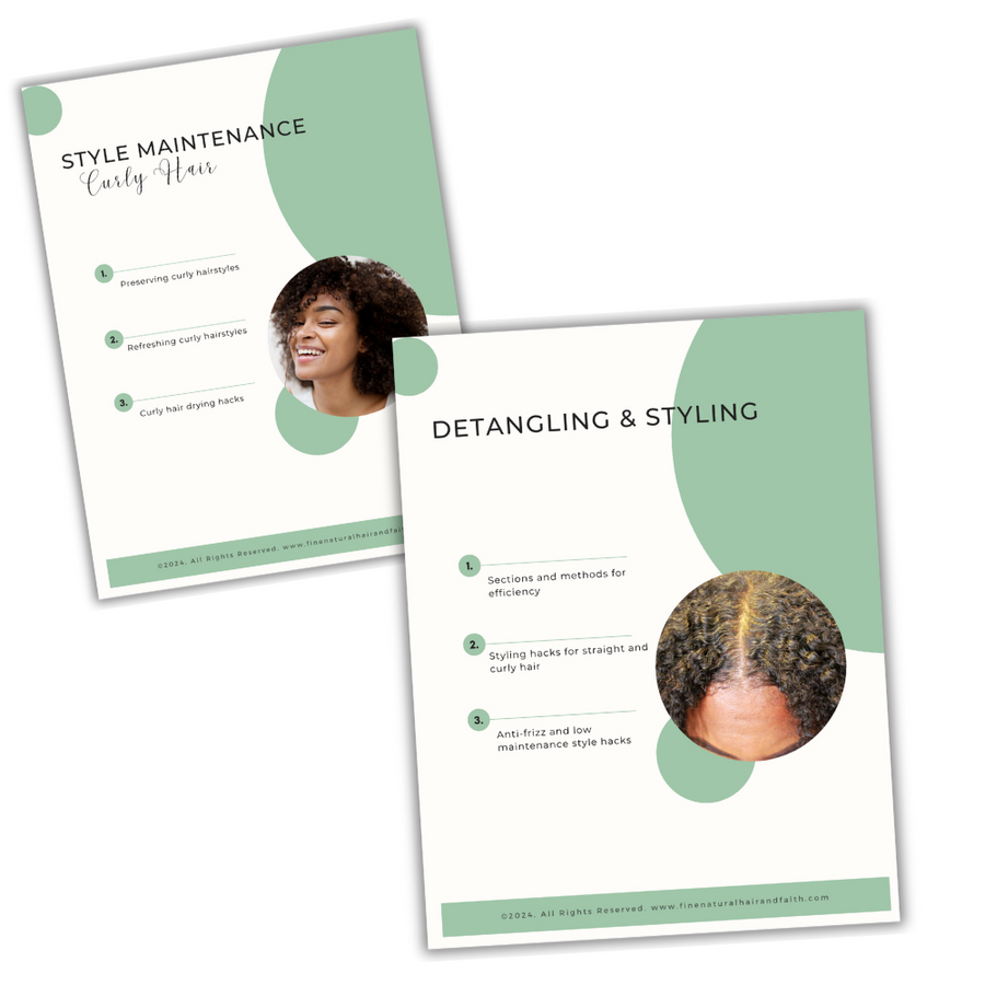 curly hair detangling and styling hacks mock up pages