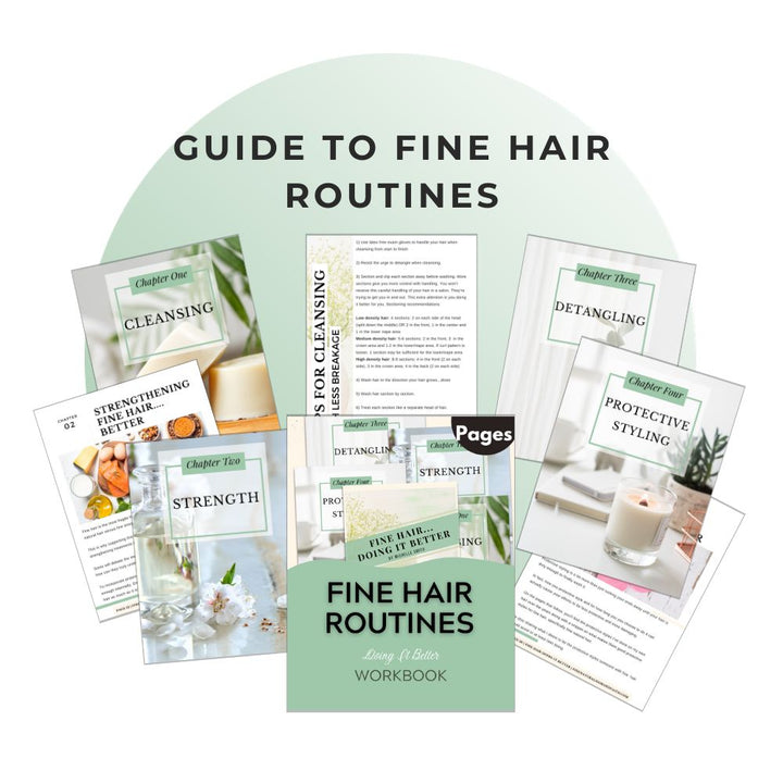 mock up of book on important routines to master for fine hair