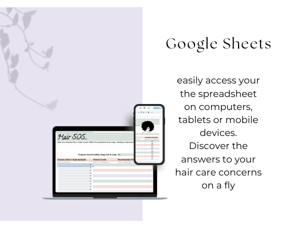 hair care symptom and solution finder google sheets access mockup page