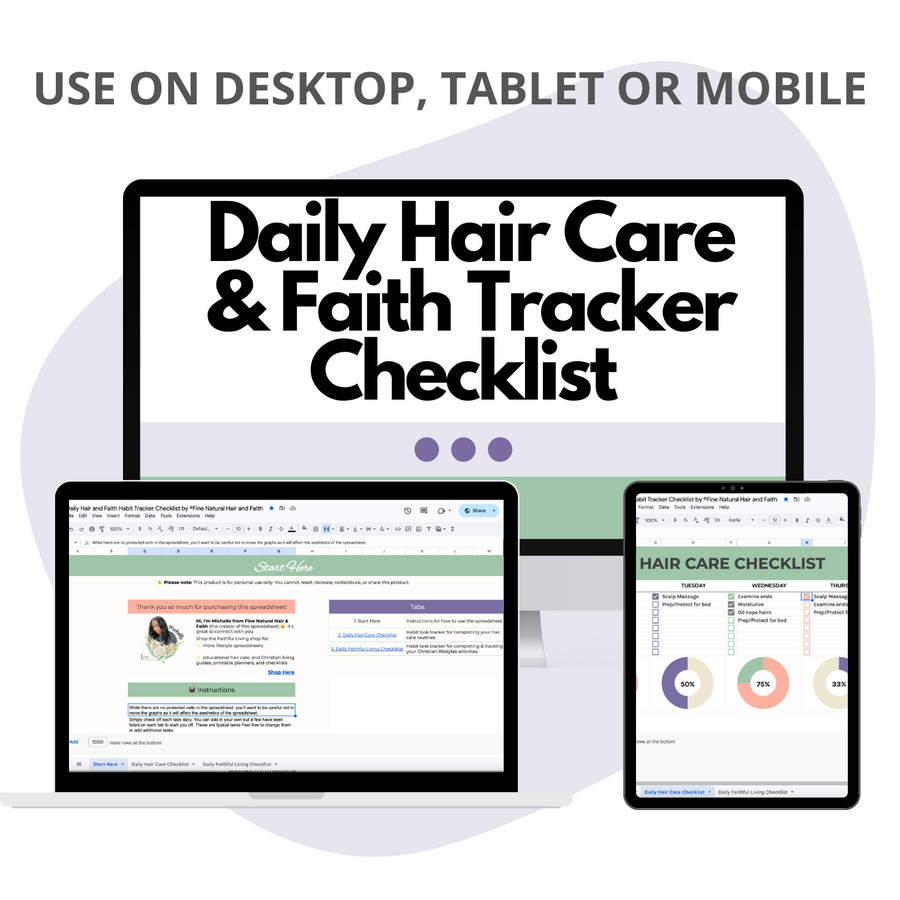 hair care and faith habit tracker checklist