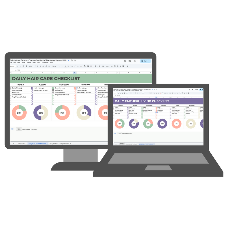 spreadsheets for hair care and faithful living