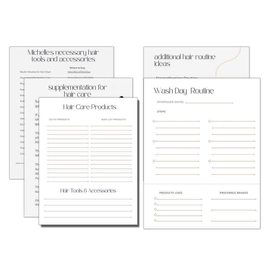 printable templates for creating a wash day routine from the master your hair manual