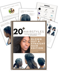 hairstyle book mockup for blown out and straight hair