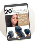 cover of book with hairstyle ideas for stretched and straight natural hair mockup