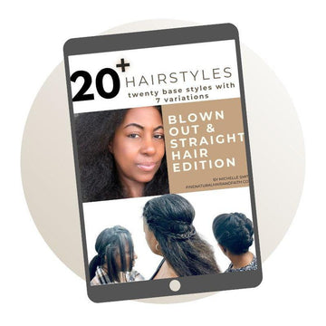 cover of book with hairstyle ideas for stretched and straight natural hair mockup
