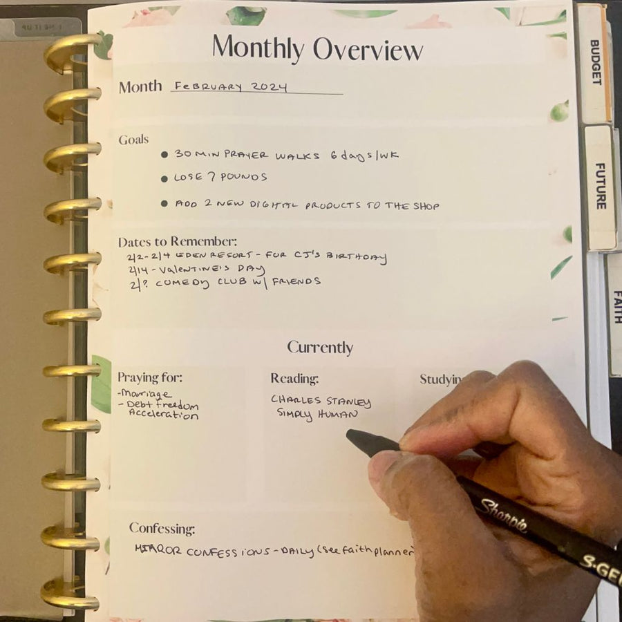 completed christian planner monthly overview