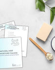 natural hair care checklists mockups on desk with moisturizer