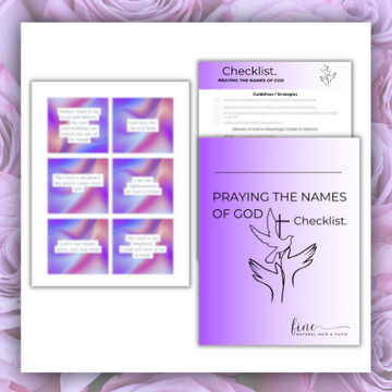 checklist of God's names and printable prayer cards