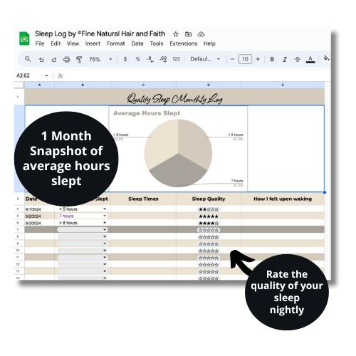 spreadsheet log for tracking sleep mockup image