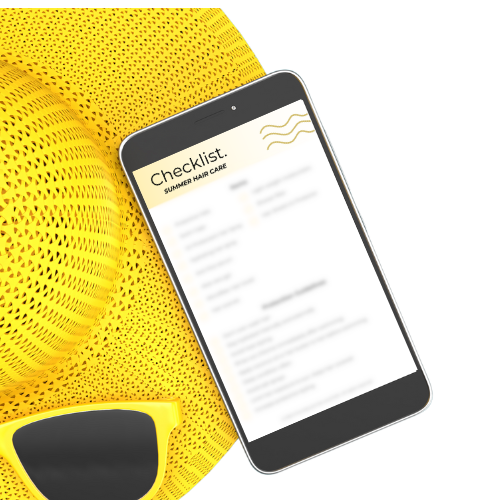summer hair care checklist on iphone with beach setting mockup
