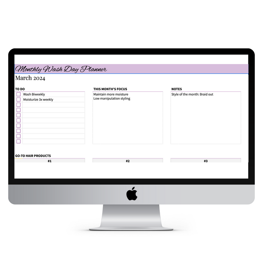 wash day hair planner spreadsheet